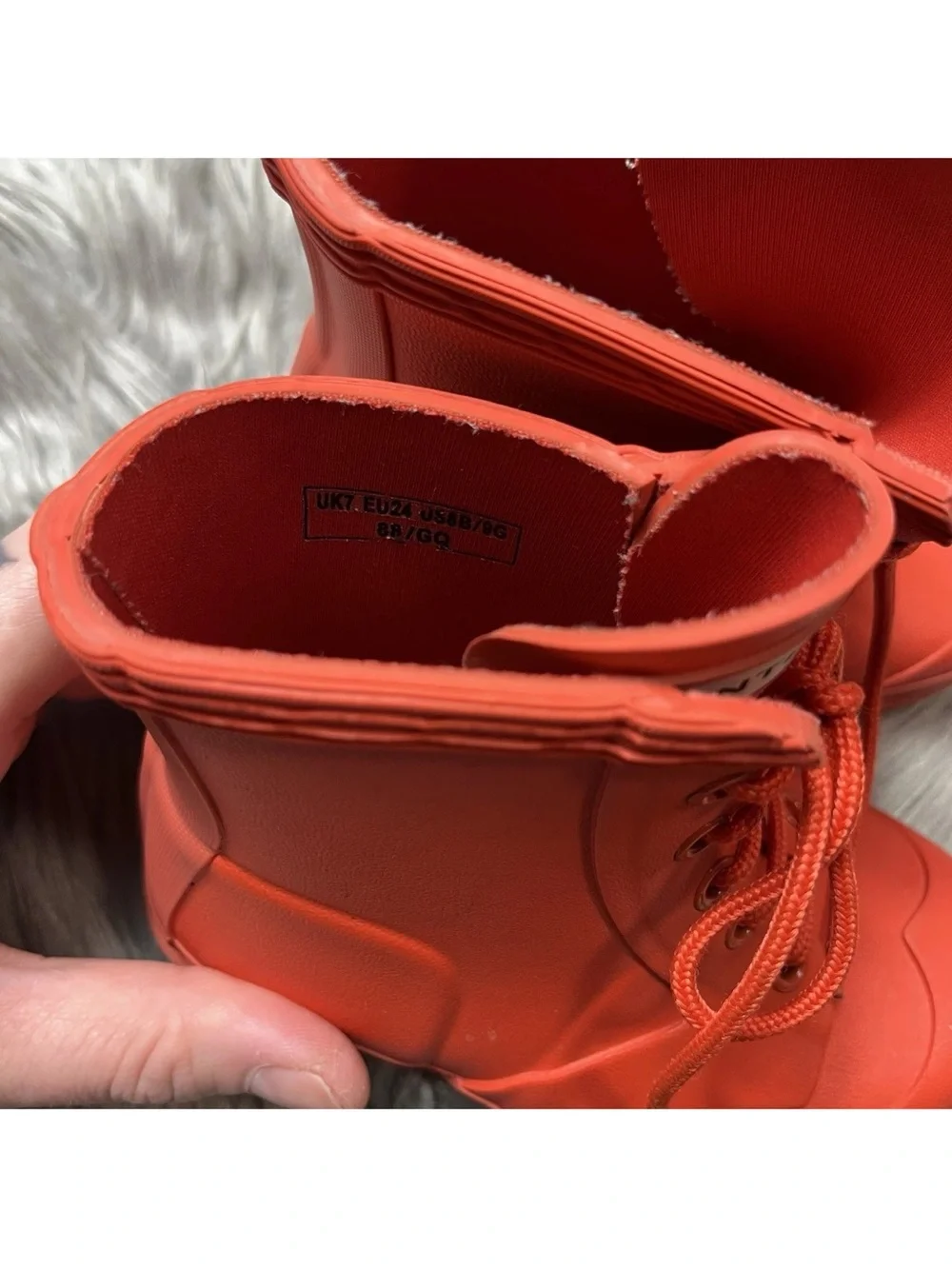 Hunter Toddler Lace Up Rain Boots Orange Size 8B/9G
